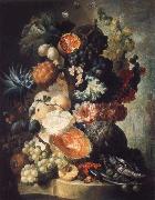 Jan van Os Fruit,Flwers and a Fish oil painting